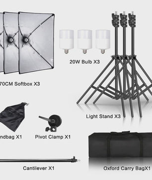 Professionele Softbox Verlichtingskit 50x70CM met E27 Fotografie Lampen