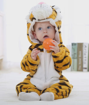 Baby Romper Dierenkostuum Kigurumi - Zacht Flanellen Jumpsuit voor Jongens & Meisjes