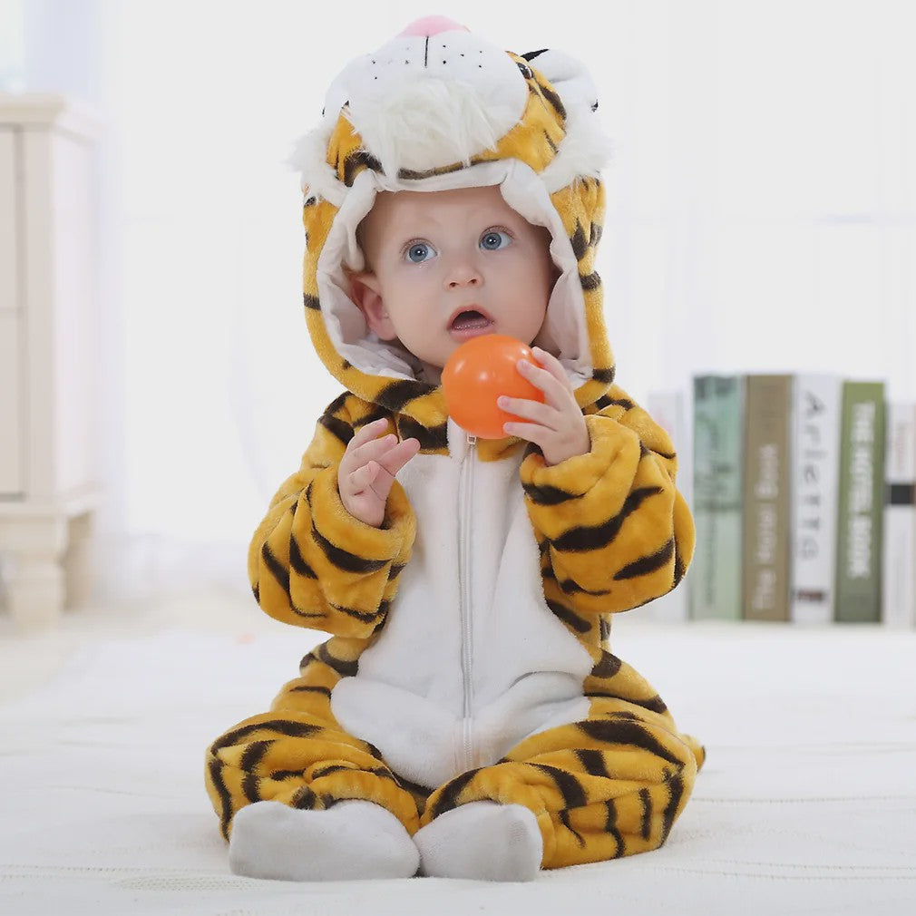 Baby Romper Dierenkostuum Kigurumi - Zacht Flanellen Jumpsuit voor Jongens & Meisjes