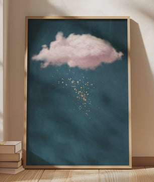 Abstracte Blauwe Wolken Poster - Minimalistische Canvas Muurkunst voor Moderne Woonkamer