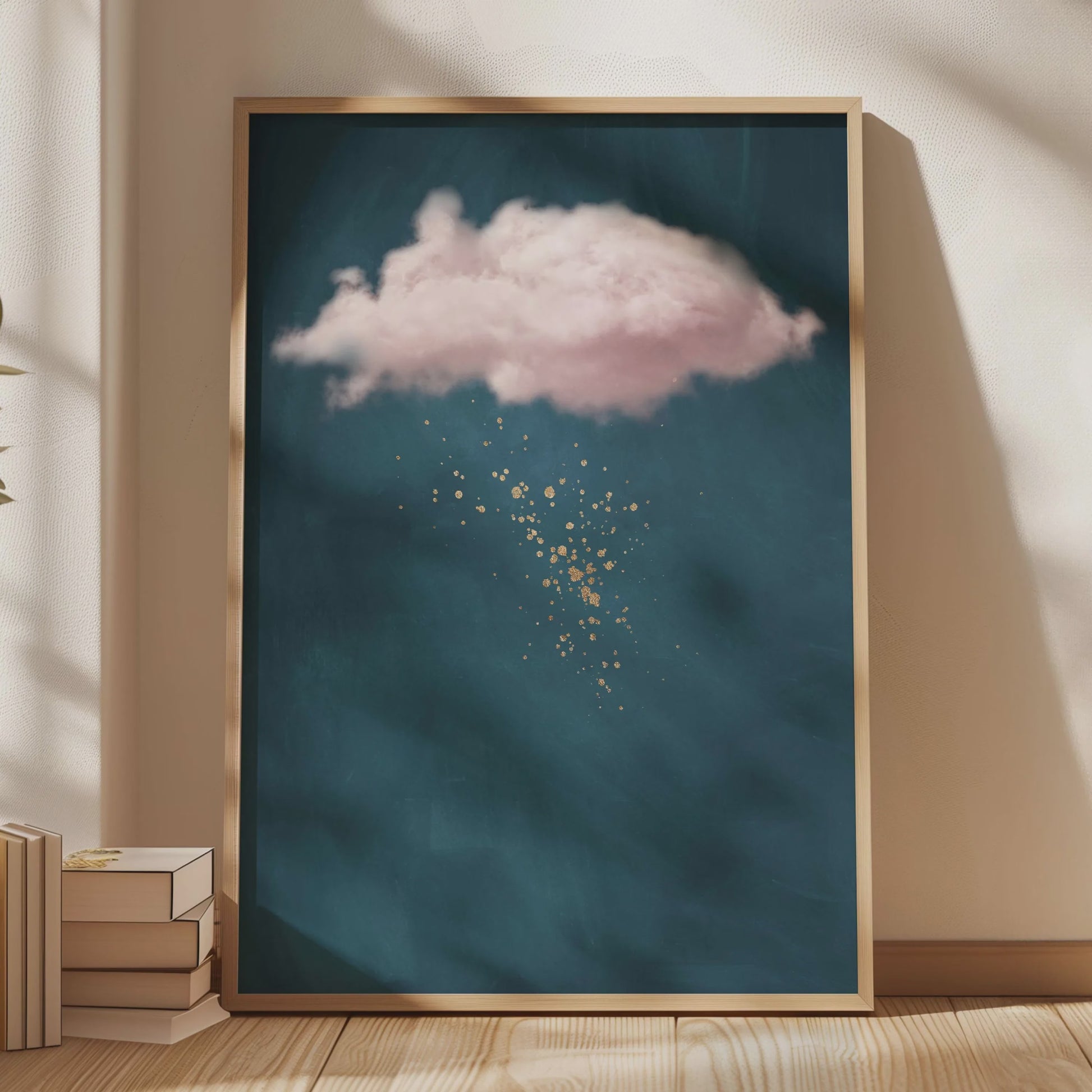 Abstracte Blauwe Wolken Poster - Minimalistische Canvas Muurkunst voor Moderne Woonkamer