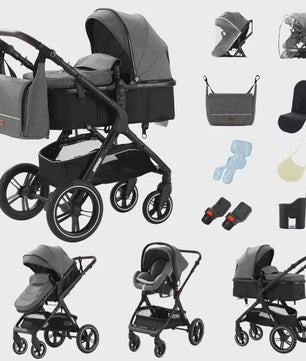 3-in-1 Multifunctionele Kinderwagen - Lichtgewicht en Compact met Babyzitje en Reiswieg