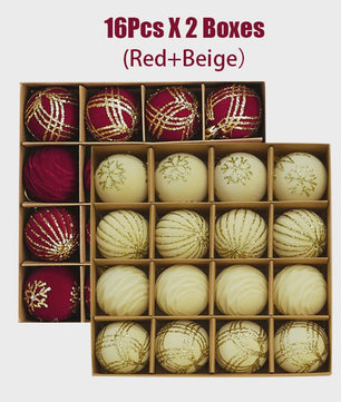 Kerstballen 6cm - Set van 12/16 Stuks - Wijnrood & Goud - Fluweelzacht & Feestelijk