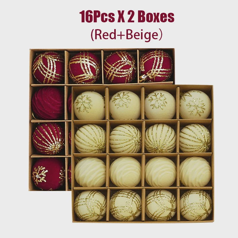Kerstballen 6cm - Set van 12/16 Stuks - Wijnrood & Goud - Fluweelzacht & Feestelijk