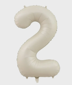 Grote Folie Ballonnen Cijfers 0-9 Cream Caramel & Wit (32/40 inch) - Feestdecoratie