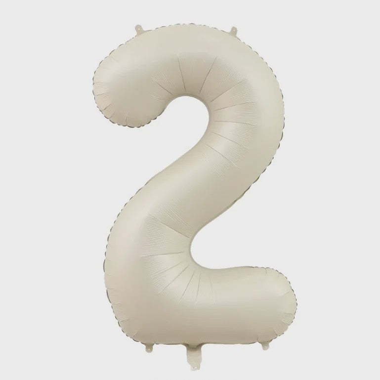 Grote Folie Ballonnen Cijfers 0-9 Cream Caramel & Wit (32/40 inch) - Feestdecoratie