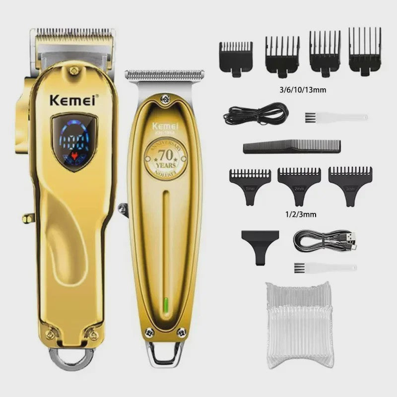 Kemei Professionele Metalen Trimmer KM-TX1/KM-2010/KM-1949 - Oplaadbaar met LED Display