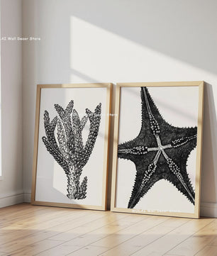 Retro Blauwe Sardine Canvas Poster - Mediterrane Stijl Wanddecoratie