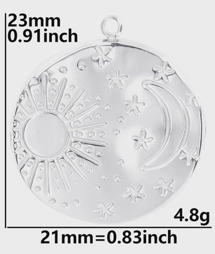 Set van 5 Zilverkleurige Stainless Steel Bedels: Ster, Maan, Zon, Vlinder, Roos & Ojo Turco