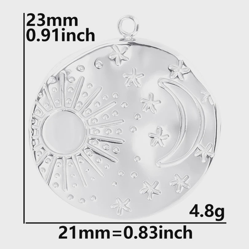 Set van 5 Zilverkleurige Stainless Steel Bedels: Ster, Maan, Zon, Vlinder, Roos & Ojo Turco