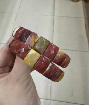 Natuurlijke Edelsteen Armband - Fluoriet & Citrien Vierkante Kralen