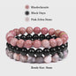 Set van 3 Natuursteen Armbanden: Rozenkwarts, Obsidiaan & Tijgeroog