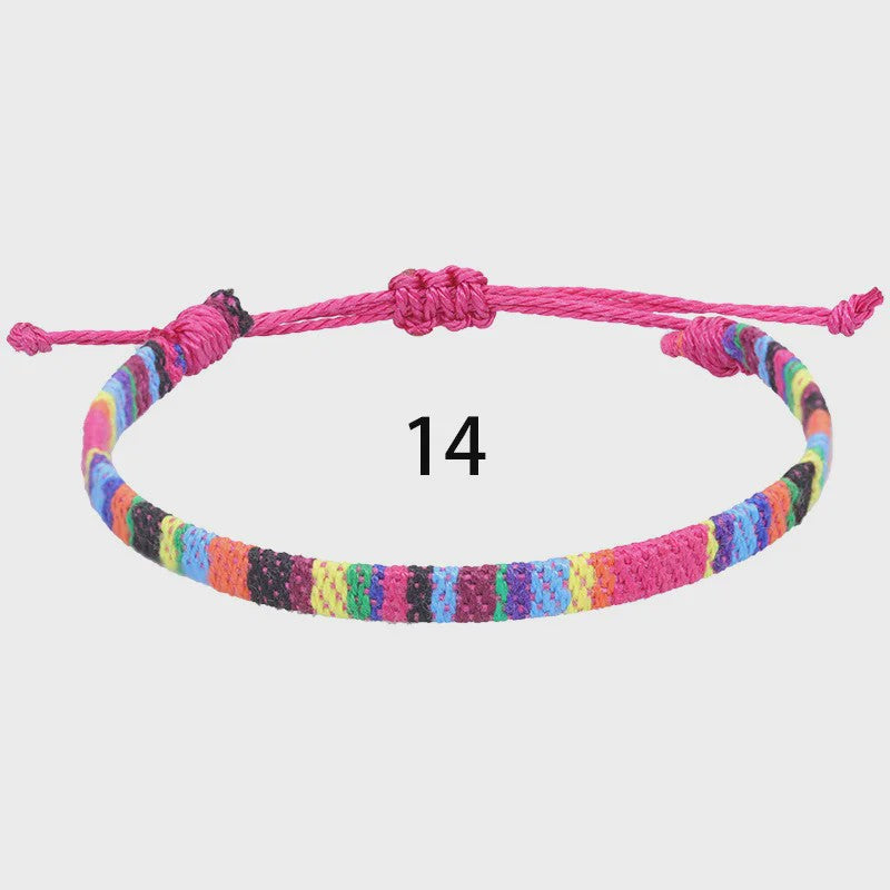 Handgemaakte Boho Anklet Armband - Geweven Stof, Verstelbaar, Beach & Ethnic Stijl