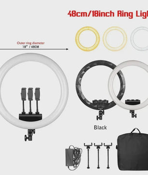 18 Inch Ring Light LED Lamp met Verstelbaar Statief & Telefoonhouder voor YouTube, Foto & Studio