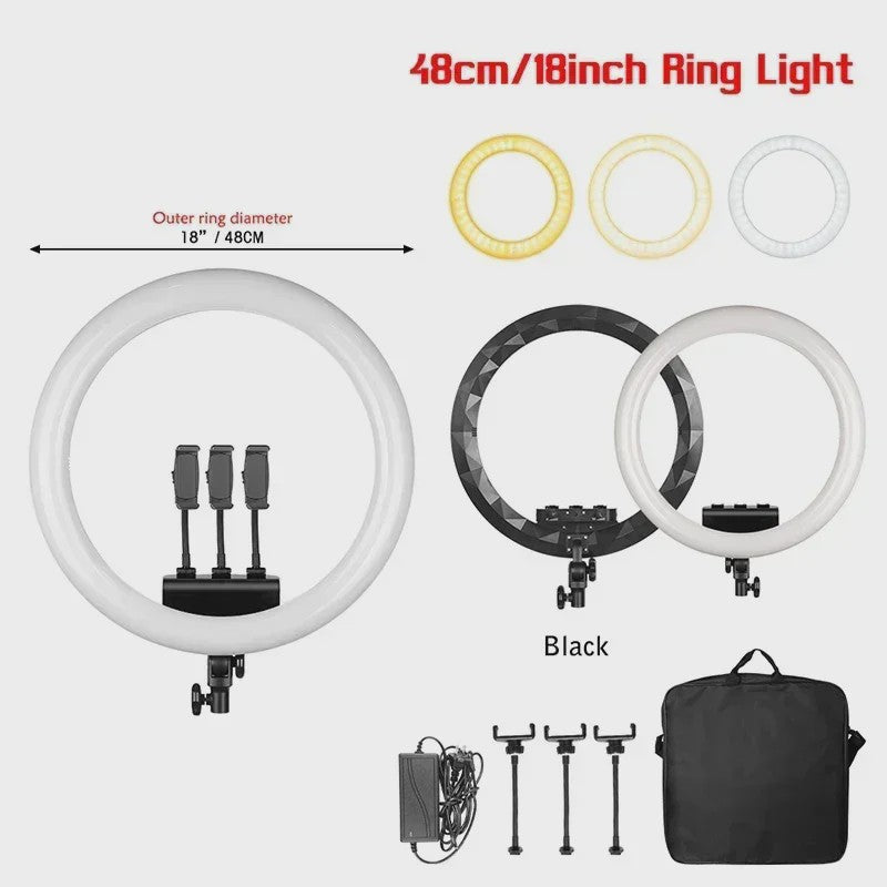18 Inch Ring Light LED Lamp met Verstelbaar Statief & Telefoonhouder voor YouTube, Foto & Studio
