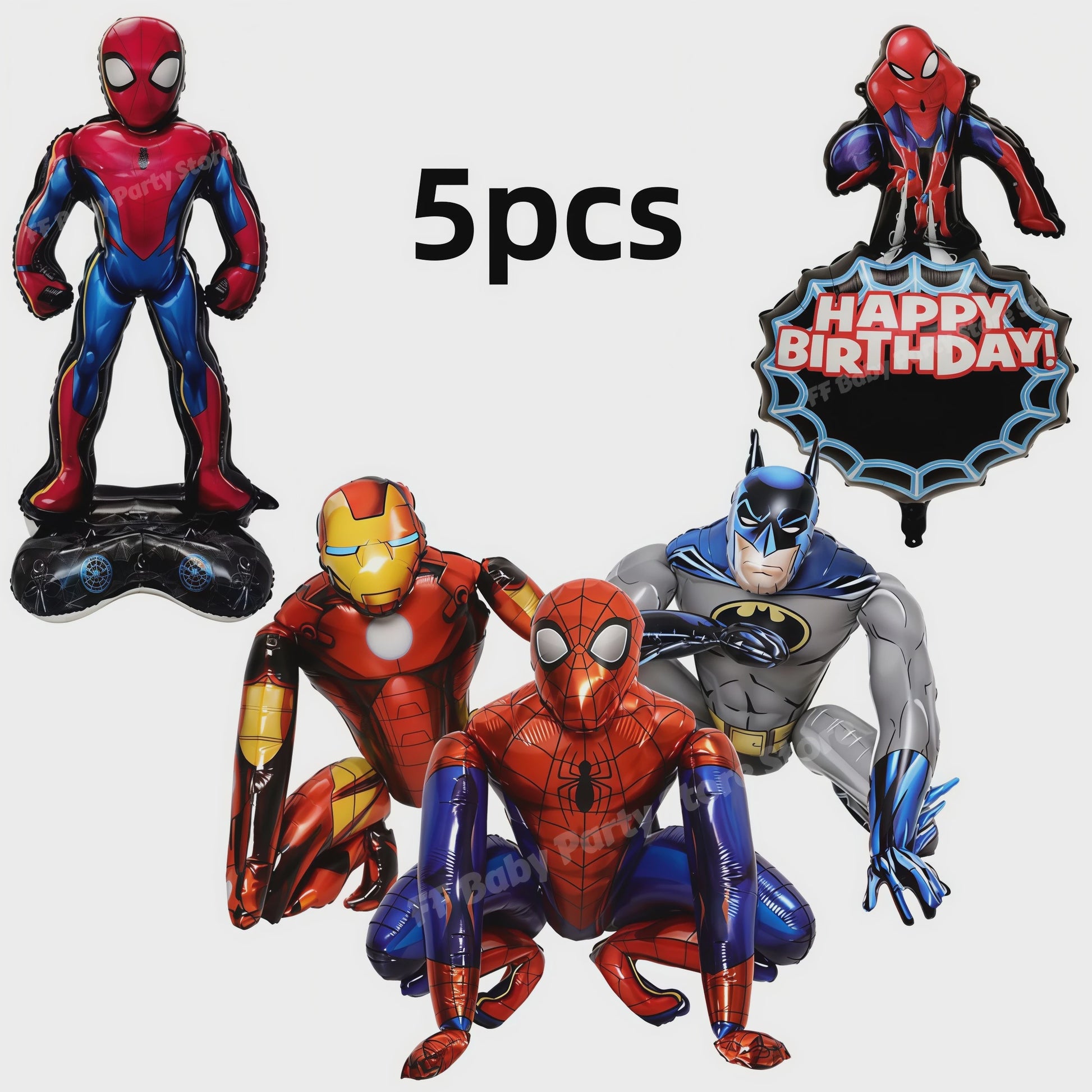 Superheld Folieballonnen Set: Spiderman, Batman, Iron Man & Captain America - Feestdecoratie