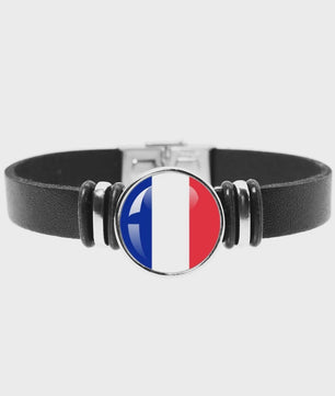 Leren Armband met Vlag van [Land] - Stijlvolle Bangle voor Dames en Heren