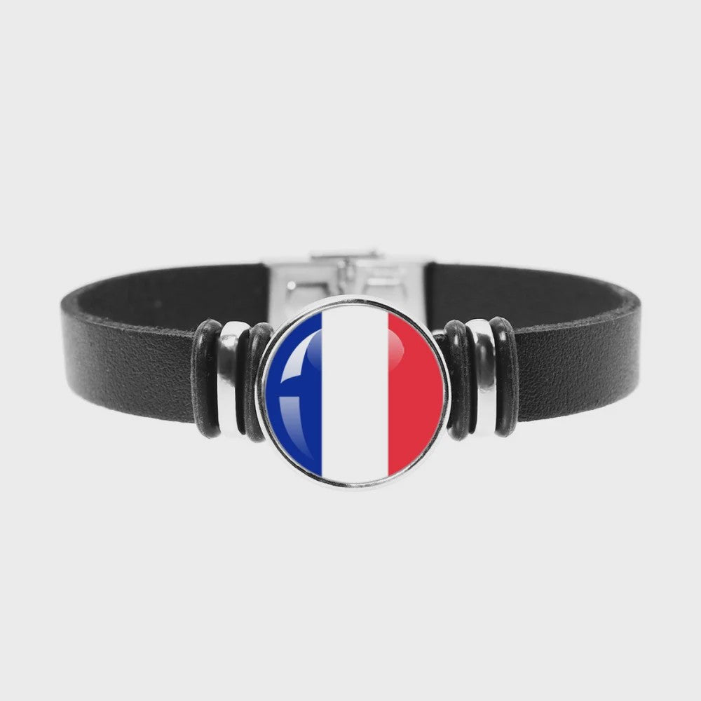 Leren Armband met Vlag van [Land] - Stijlvolle Bangle voor Dames en Heren