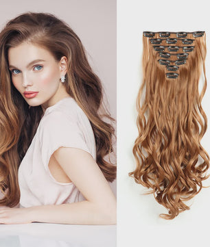 Clip-in Haarverlenging 7 Delig - 55cm Lang Krullend Synthetisch Haar