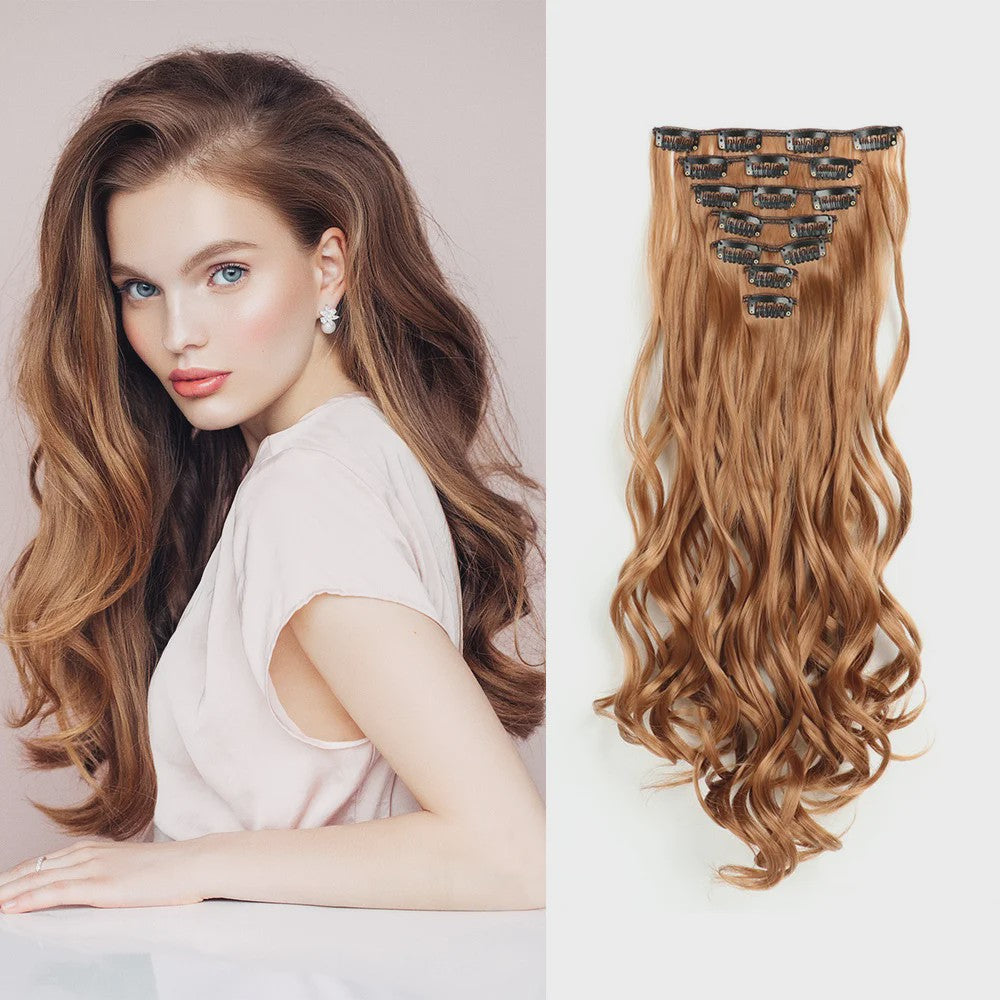 Clip-in Haarverlenging 7 Delig - 55cm Lang Krullend Synthetisch Haar