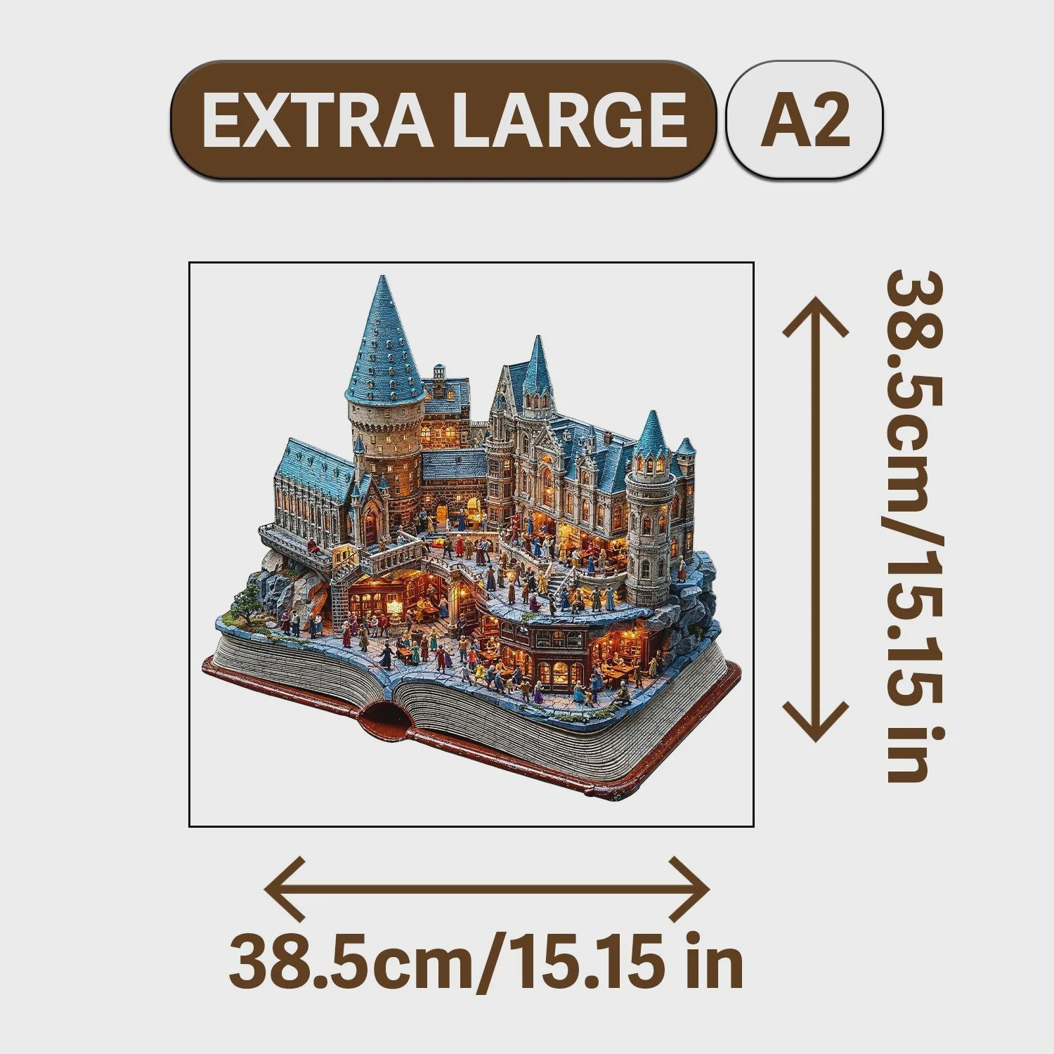 Houten Puzzel Kasteel & Bladeren - Uniek Decoratie Cadeau