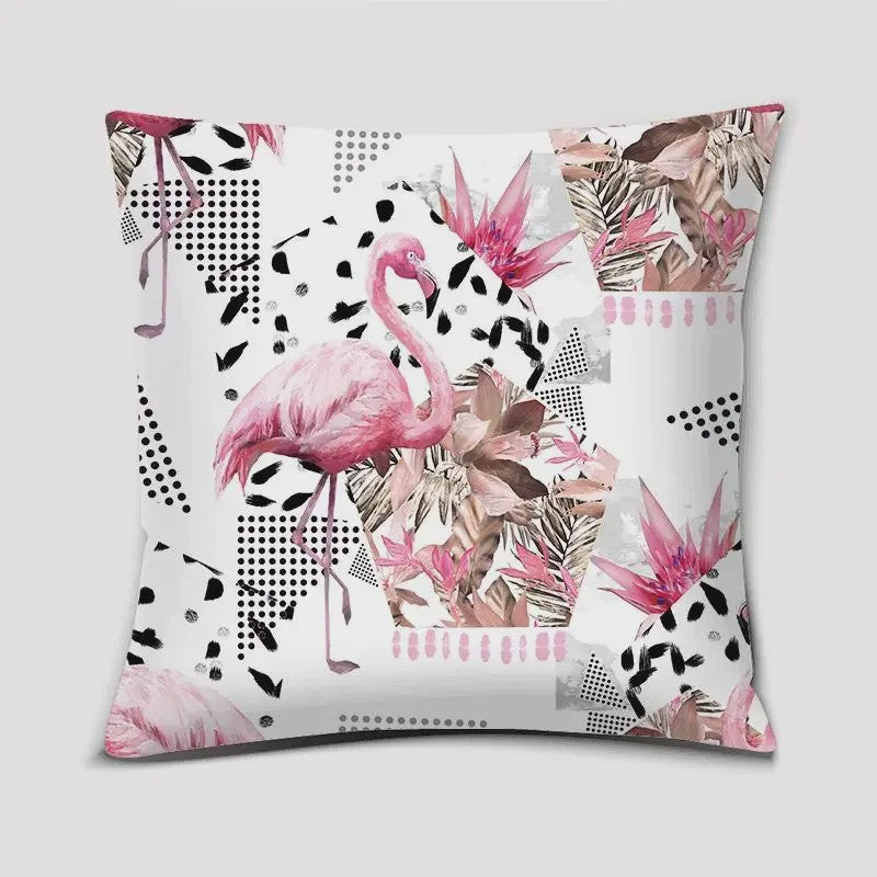 Vrolijke Flamingo Kussenhoes Vierkant - Decoratie voor Bank & Auto