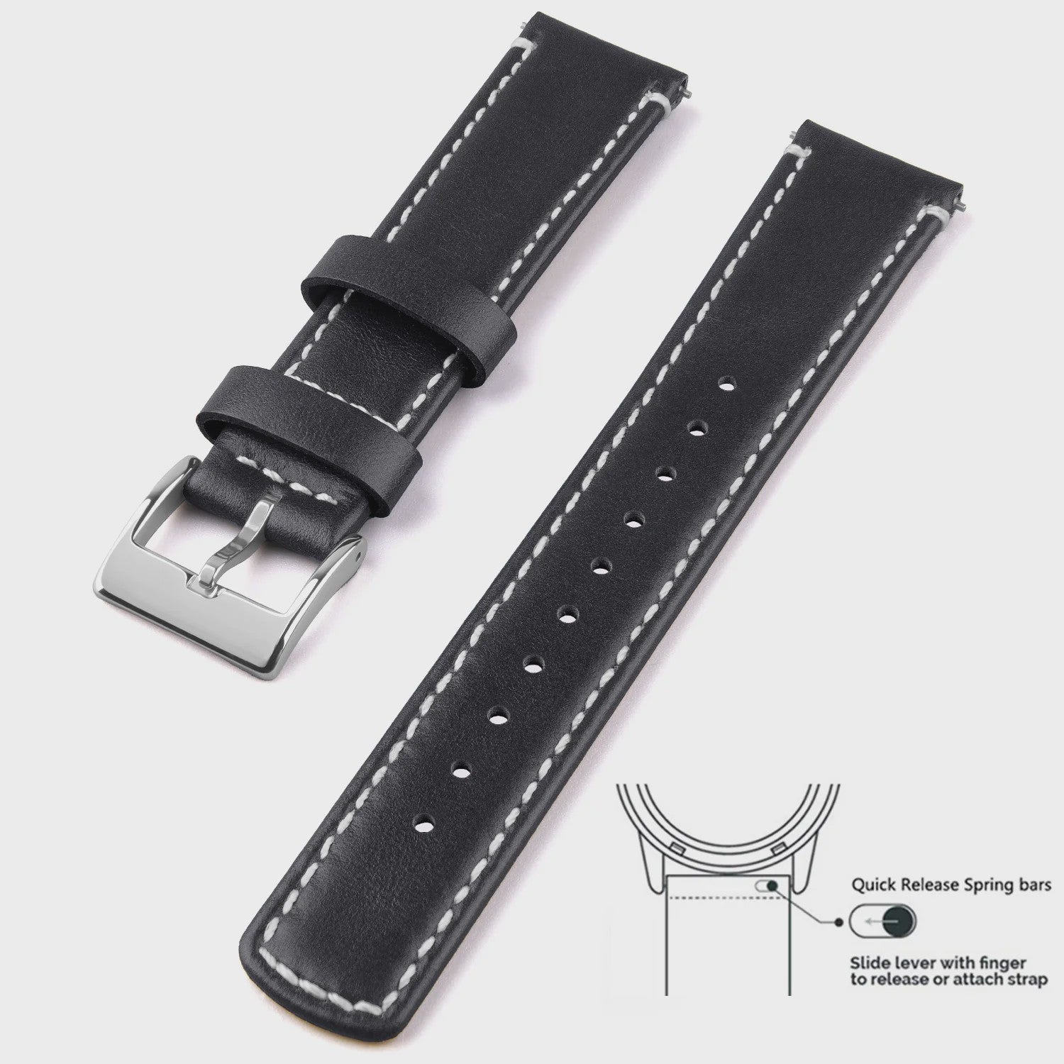 Top Grain Echt Lederen Horlogeband - 20mm/22mm Quick Release - Voor Heren, Dames & Samsung Galaxy Watch