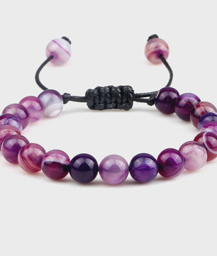 Verstelbare Natuursteen Armband - 8mm Agate & Onyx Kralen voor Mannen en Vrouwen