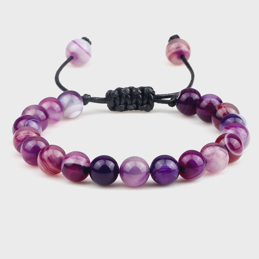 Verstelbare Natuursteen Armband - 8mm Agate & Onyx Kralen voor Mannen en Vrouwen