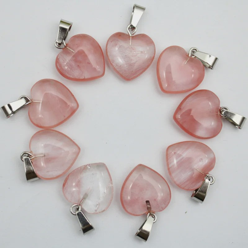 30x Natuursteen Hart Hangers (Amethist/Kwarts/Agaat) - DIY Sieraden Maken
