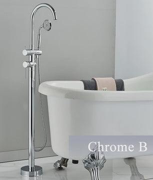 Vrijstaande Badkraan met Douchefunctie - Zwart, Chroom, Goud - Zwenkbare Uitloop & Warm/Koud Water Mixer