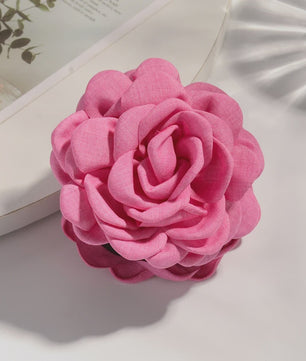 Bloem Haarclip Dames - Katoen Stof Rozen Klip - Medium Maat - Koreaanse Stijl Haarsieraad