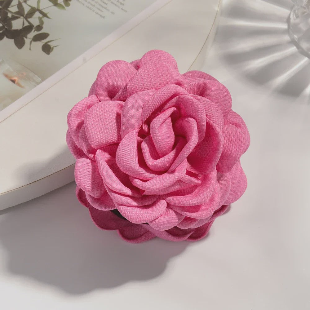 Bloem Haarclip Dames - Katoen Stof Rozen Klip - Medium Maat - Koreaanse Stijl Haarsieraad