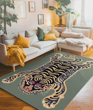 Bohemian Tibetaanse Tijger Vloerkleed - Antislip Decoratief Kleed voor Woonkamer & Slaapkamer