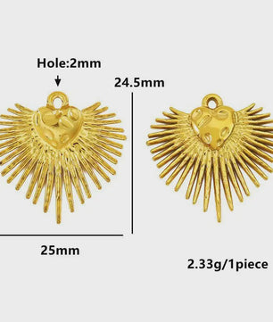 Set van 4 Gouden Bedeltjes: Zon, Hart, Schelp, Vis & Cactus - Roestvrij Staal 18k Goud PVD - DIY Sieraden Maken