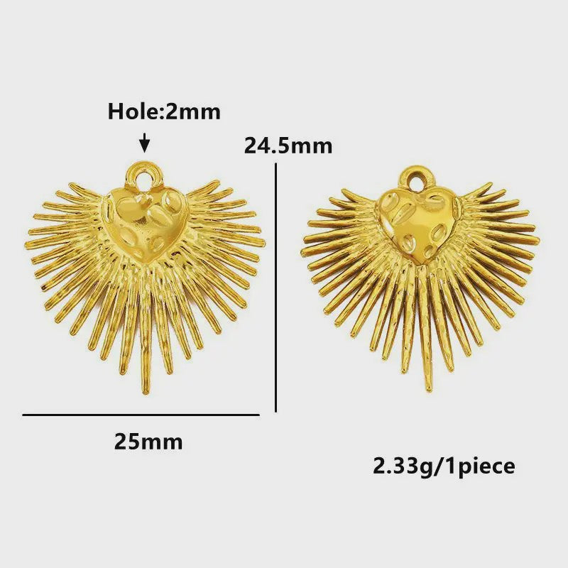 Set van 4 Gouden Bedeltjes: Zon, Hart, Schelp, Vis & Cactus - Roestvrij Staal 18k Goud PVD - DIY Sieraden Maken