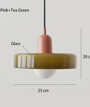 Nordic Bauhaus Hanglamp - Retro Glas & Kleurrijke Kap voor Woonkamer, Eetkamer, Bar