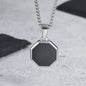 Stijlvolle RVS Hanger met Zwart Emaille - Geometric Dog Tag Ketting voor Mannen