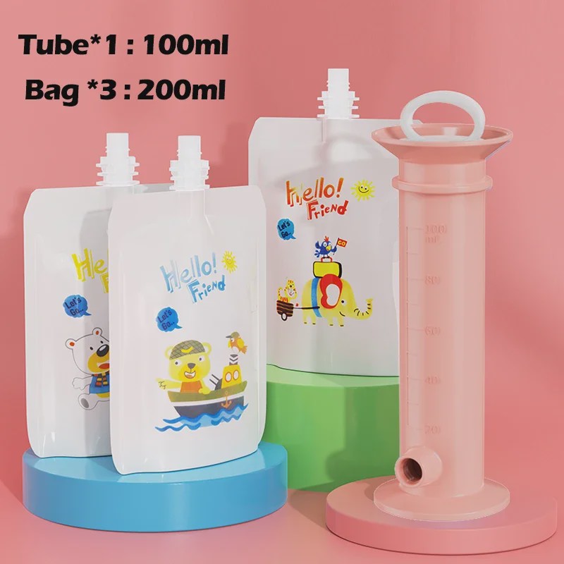 Herbruikbare Babyvoeding Dispenser Set - Zelf Fruitpuree Maken & Bewaren