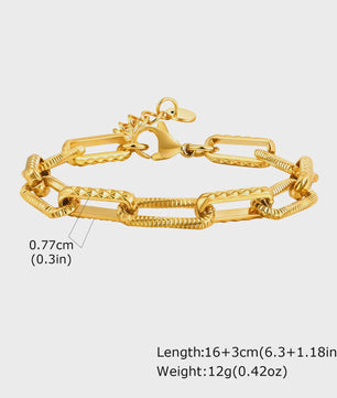 Gouden Chunky Schakelarmband met OT Sluiting - Roestvrij Staal, Aanslagvrij