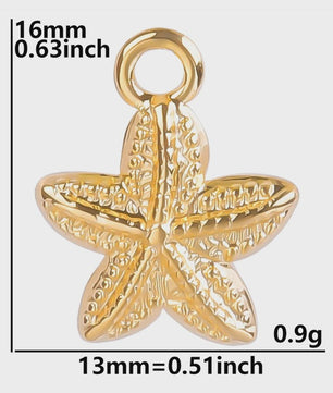 6x Goudkleurige Zee Dieren Bedeltjes Set - Schildpad, Schelp, Zeester - DIY Sieraden Maken