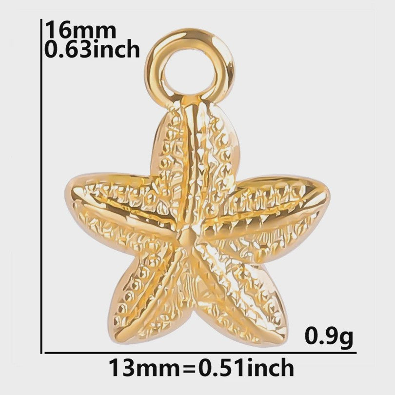 6x Goudkleurige Zee Dieren Bedeltjes Set - Schildpad, Schelp, Zeester - DIY Sieraden Maken
