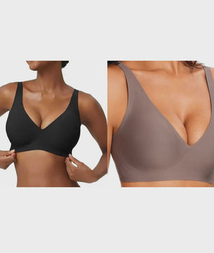 Seamless Beugelvrije BH met Luipaardprint - Diepe V-hals & Push-up Effect