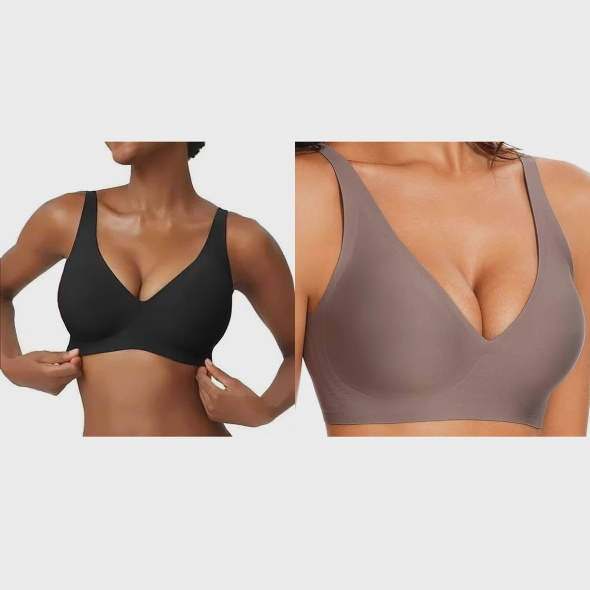 Seamless Beugelvrije BH met Luipaardprint - Diepe V-hals & Push-up Effect