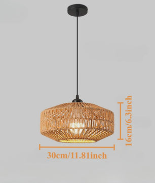 Handgeweven Rotan Hanglamp - Boho Stijl Papier Touw Plafondlamp voor Woonkamer & Slaapkamer