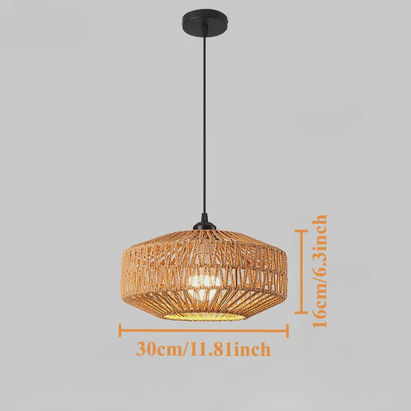 Handgeweven Rotan Hanglamp - Boho Stijl Papier Touw Plafondlamp voor Woonkamer & Slaapkamer