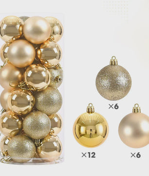Set van 24 Kerstballen (3/4/6 cm) - Versier je Kerstboom en Feest met Stijl