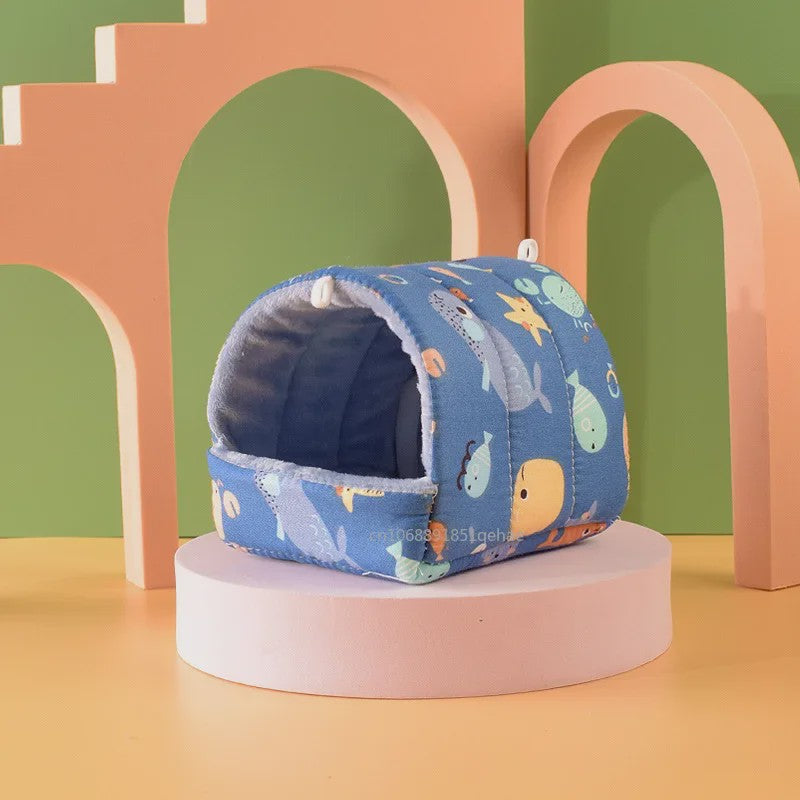 Schattig Cartoon Nestje voor Kleine Huisdieren - Warm & Zacht Hamsterhuisje