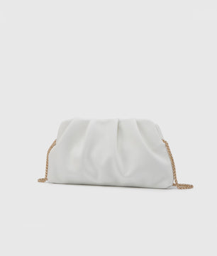 Luxe Plissé Avondtas met Gouden Ketting - Clutch & Schoudertas voor Feestelijke Gelegenheden