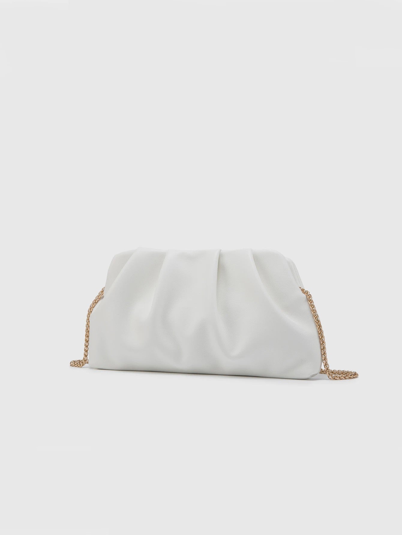Luxe Plissé Avondtas met Gouden Ketting - Clutch & Schoudertas voor Feestelijke Gelegenheden